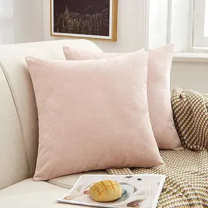 MERNETTE Pack of 2, Thick Chenille Decorative Square Throw Pillow Cover Cushion Covers Pillowcase... | Amazon (US)