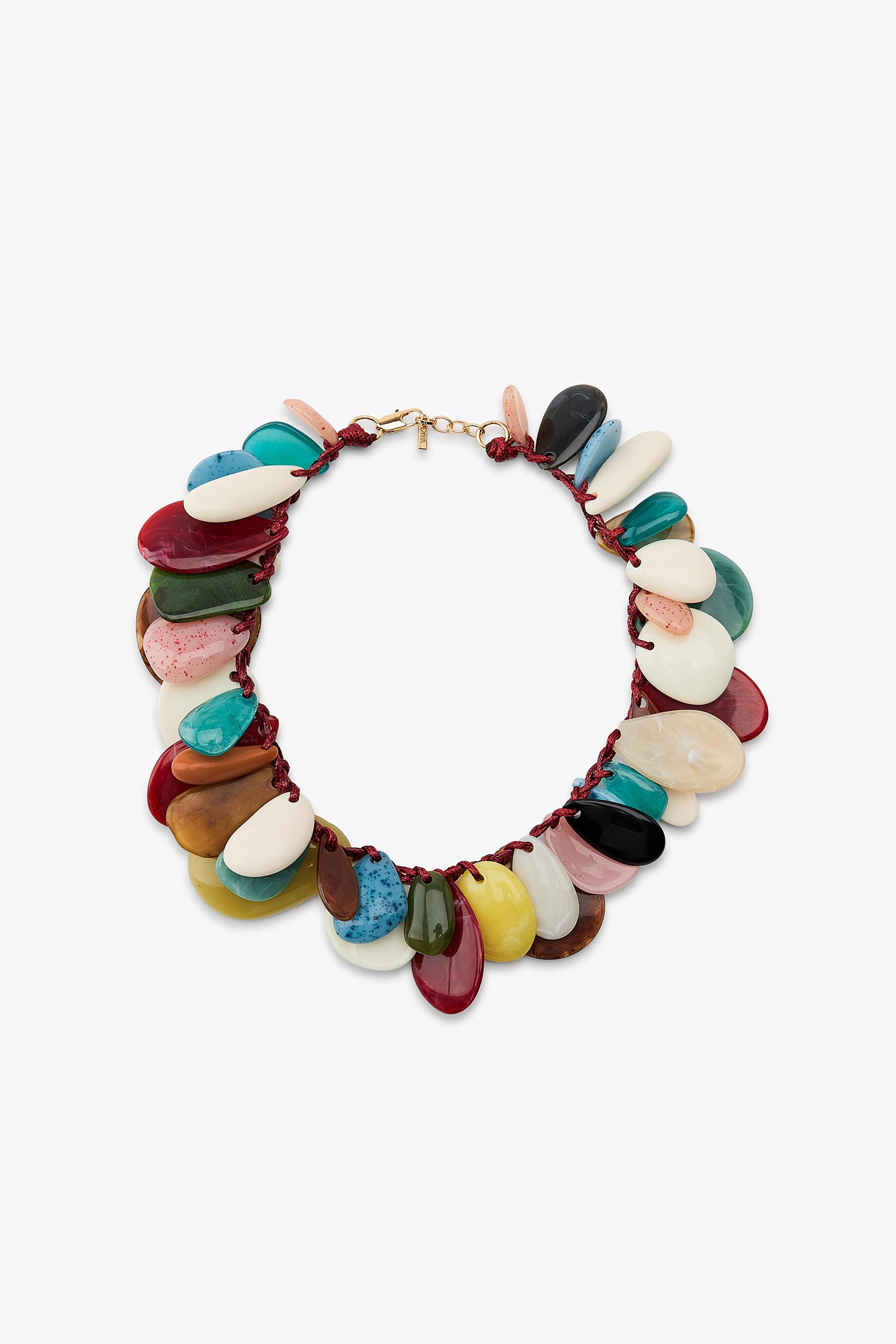Cord necklace with colored resin pendants. Lobster clasp closure. | Zara US