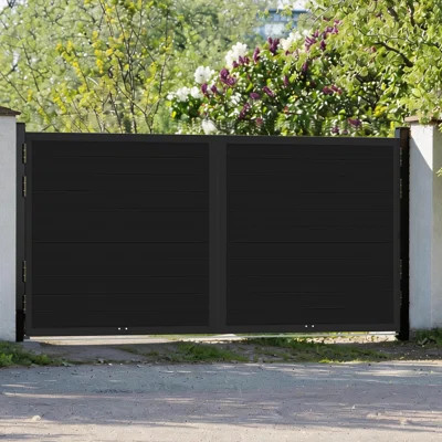 12 Ft W Aluminum Double Swing Auto Gate With Straight-Arm Operators-Not Including Posts | Wayfair North America