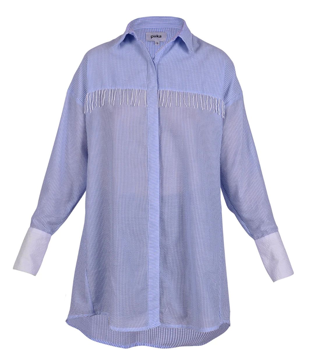 BLUE SEERSUCKER ULU DRESS by Puka the Label | Support HerStory