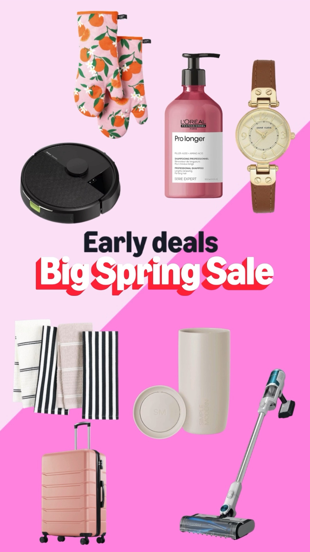 Amazon big spring sale early deals ‼️ these must haves are here for you to shop early! 

Automatic vacuum robot, strengthening shampoo, Ann Klein watch, cute oven mitts, Kate Spade dish towels, simply modern travel cup, shark vacuum, quality luggage ￼

#LTKSpringSale #LTKmomlife #LTKSaleAlert