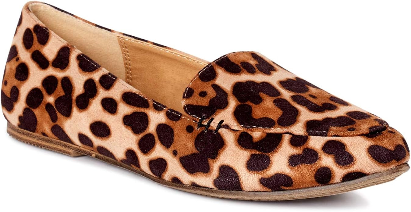 Time and Tru Leopard Animal Print Women's Feather Flats | Amazon (US)