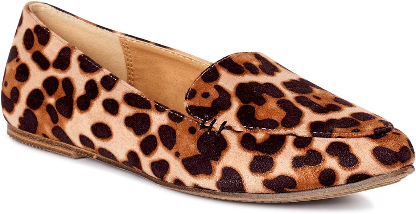 Time and Tru Leopard Animal Print Women's Feather Flats | Amazon (US)