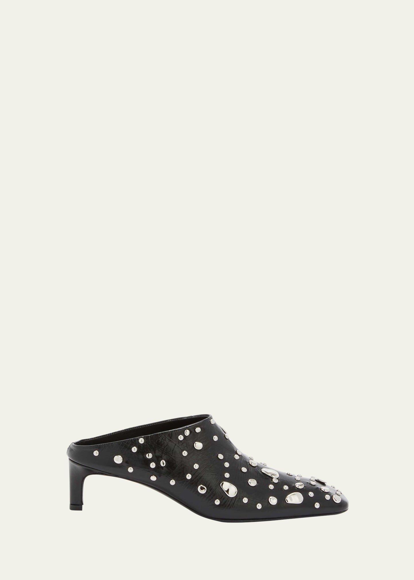 Jil Sander Studded Leather Kitten-Heel Mules | Bergdorf Goodman