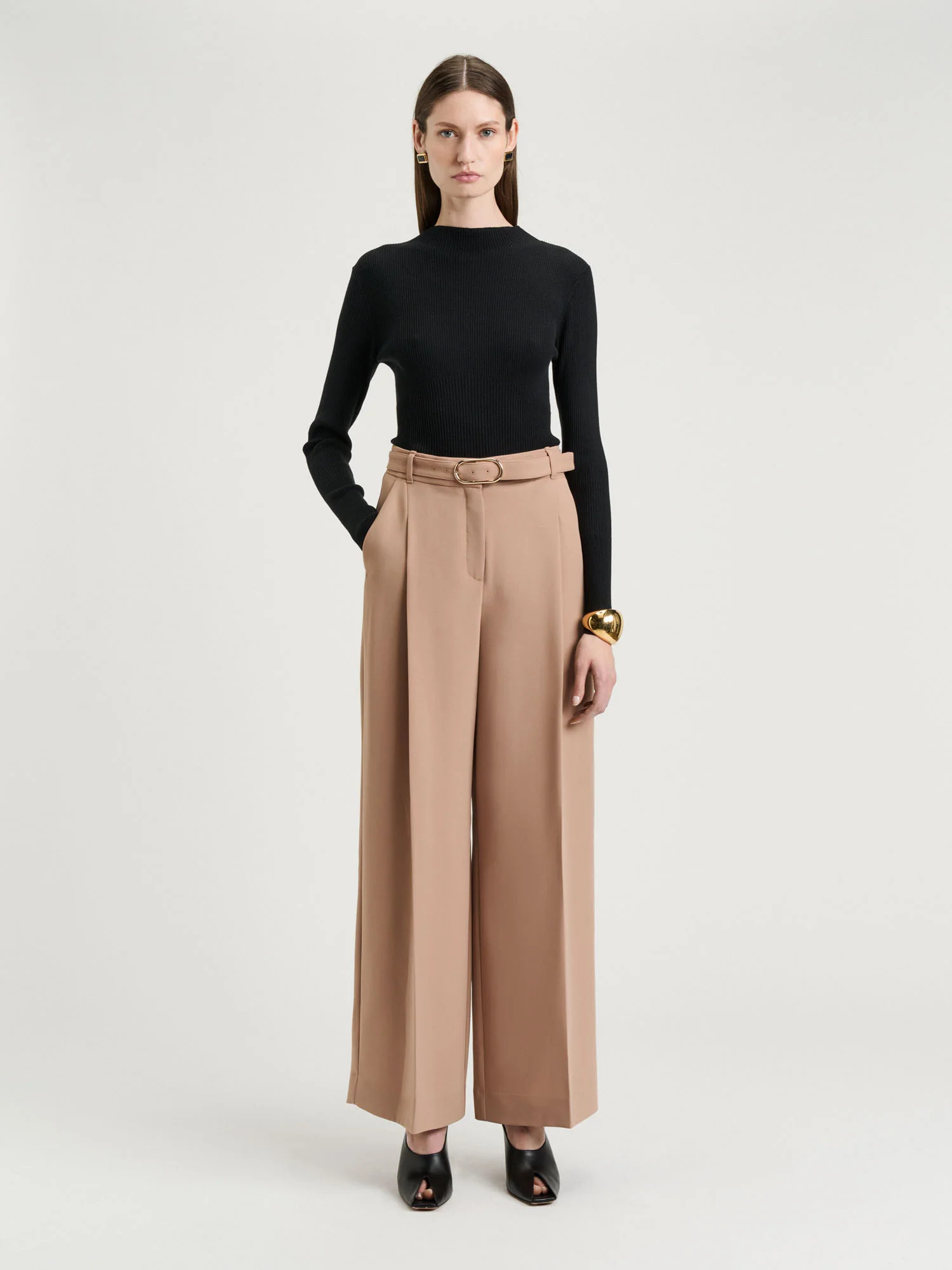 Double Weave Belted Straight Leg Pant | Veronika Maine AU