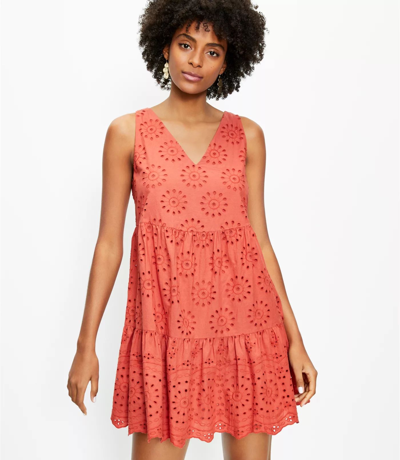 Eyelet Flounce Swing Dress | LOFT