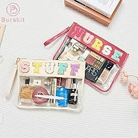 Stuff Bag, Preppy Makeup Bag, Cheer Stuff Clear Cosmetic Travel Bag, Chenille Letter Stuff Pouch,... | Amazon (US)