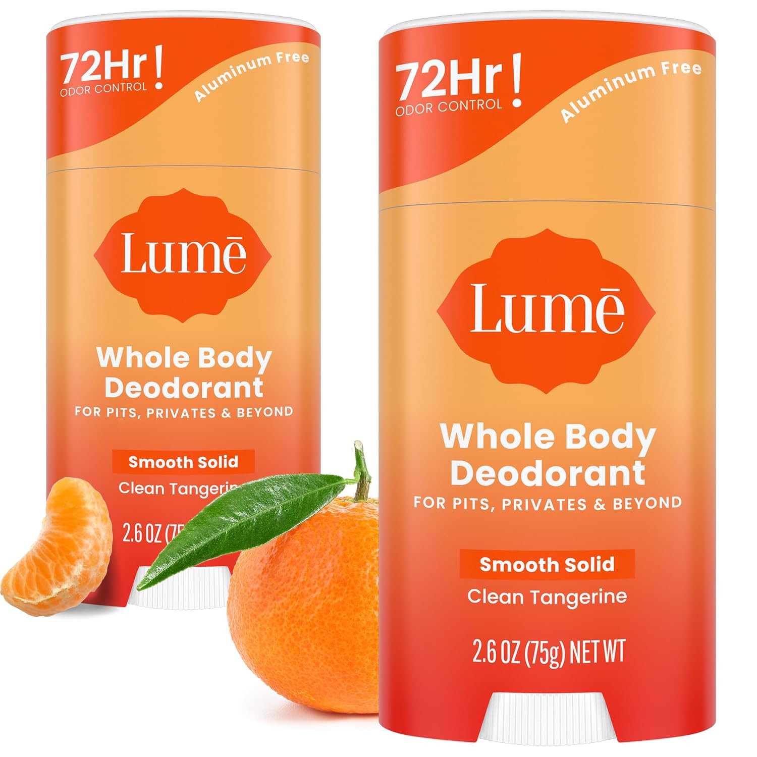 Lume Whole Body Deodorant - Solid Stick - 2.6 oz, 2 pk (Clean Tangerine) | Amazon (US)