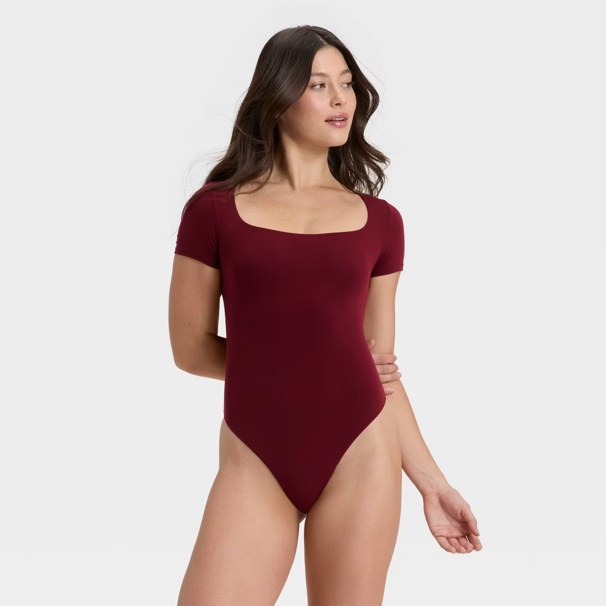 Women's Luxe Stretch Square Neck Thong Bodysuit - Auden™ | Target