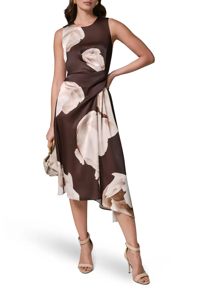 Floral Print Satin Midi Dress (Women) | Nordstrom | Nordstrom