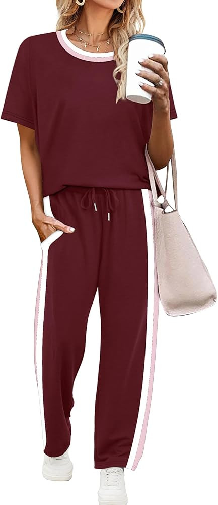 Amazon.com: WIHOLL Summer Outfits for Women 2026 Spring Two Piece Lounge Sets Short Sleeve Tops W... | Amazon (US)