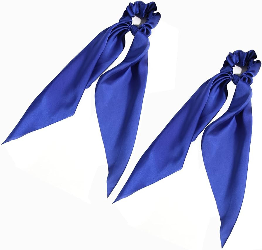 Pack of 2 Knotted Bow Hair Scrunchies Elastic Hair Scarf Hair Ties Bands Satin Hair Ribbon Scrunc... | Amazon (US)