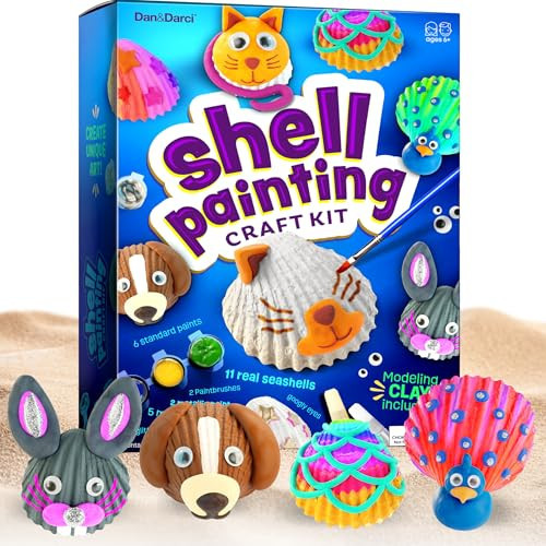 Dan&Darci Kids Sea Shell Painting Kit - Arts & Crafts for Kids - Gifts for Boys and Girls Ages 6-8, 8-12 - Craft Activities Kits - Creative Art Activity Gift Toys for Age 6 7 8 9 10 11 12 Year Old | Amazon (US)