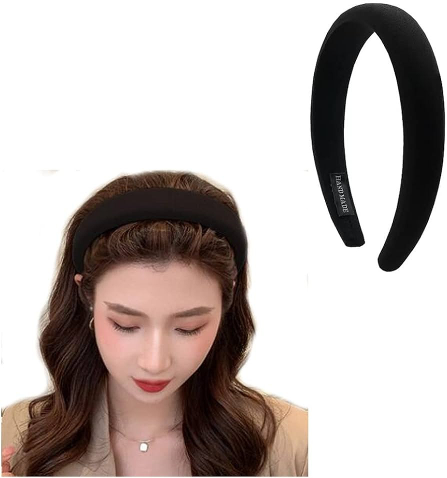 ZYALTFDC Black Wide Headbands for Women Girls Thick Hair Head bands for Women Non Silp Satin Padd... | Amazon (US)