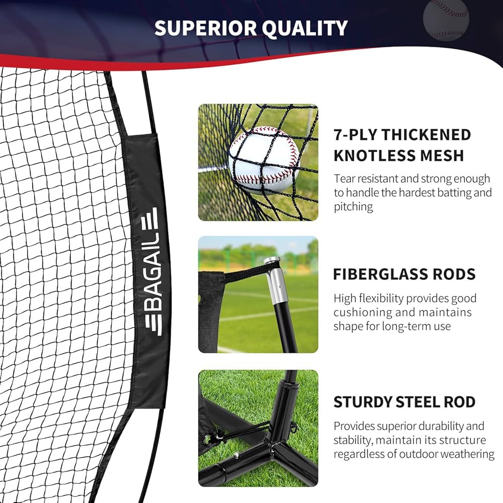 BAGAIL 7x7 ft Baseball & Softball Practice Net with Bow Frame for Batting, Hitting, Pitching, Por... | Amazon (US)