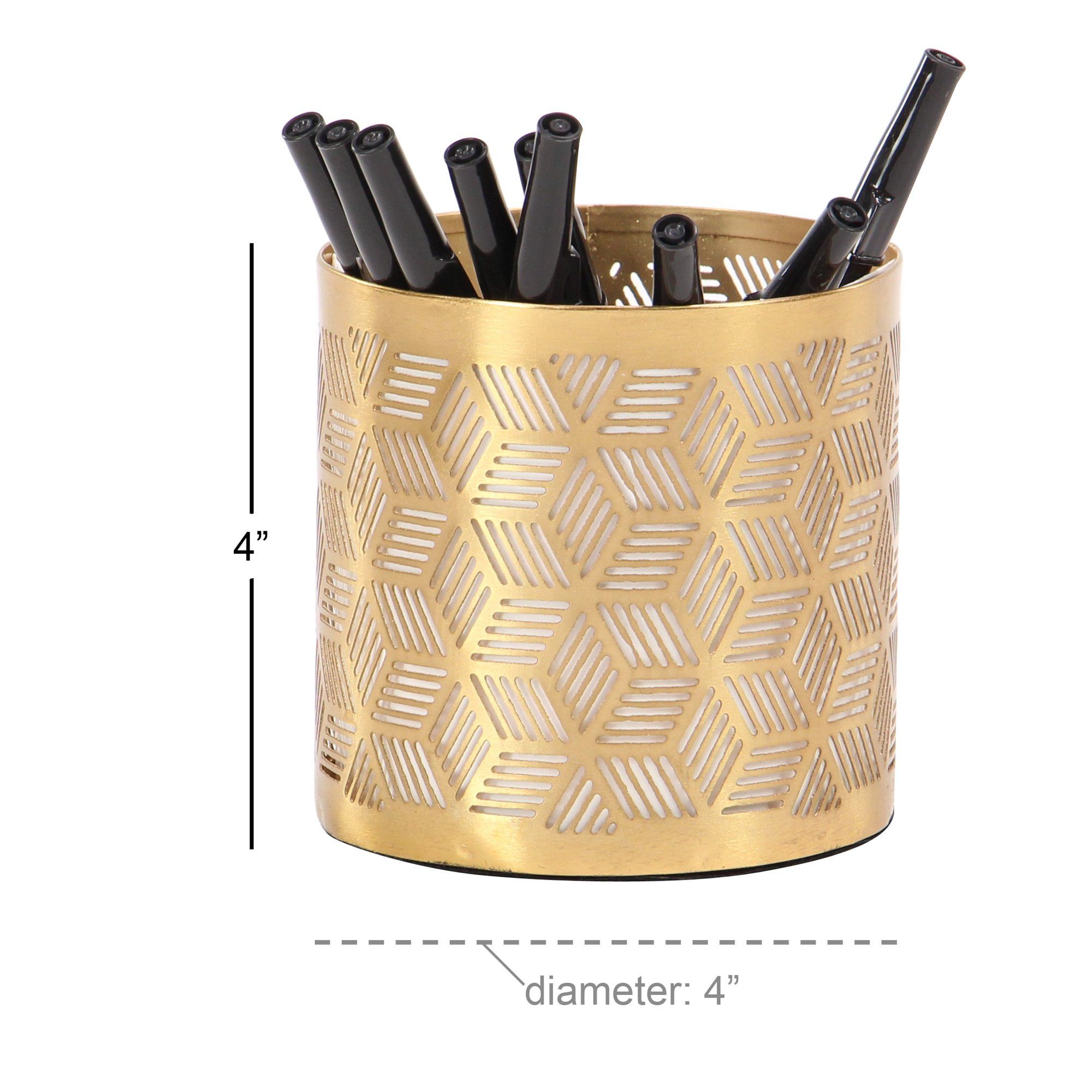 DecMode 4" x 4" Gold Metal Glam Pencil Cup, 1 - Pieces | Walmart (US)