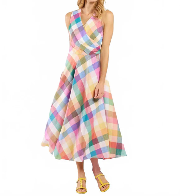 Easton Plaid Dress In Multi Citrus | Shop Simon