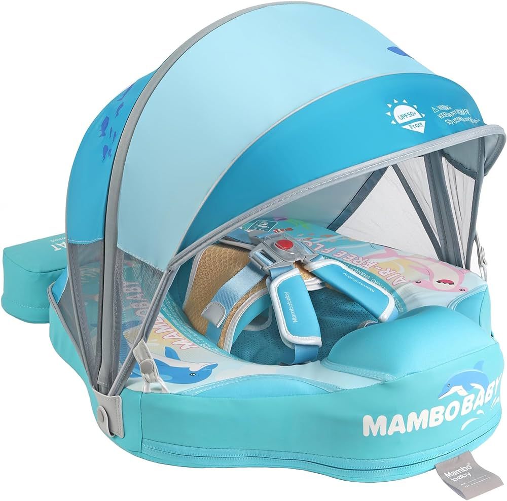 Mambobaby Float with Canopy Tail Non Inflatable Smart Swim Trainer Solid Baby Swim Pool Float Mam... | Amazon (US)