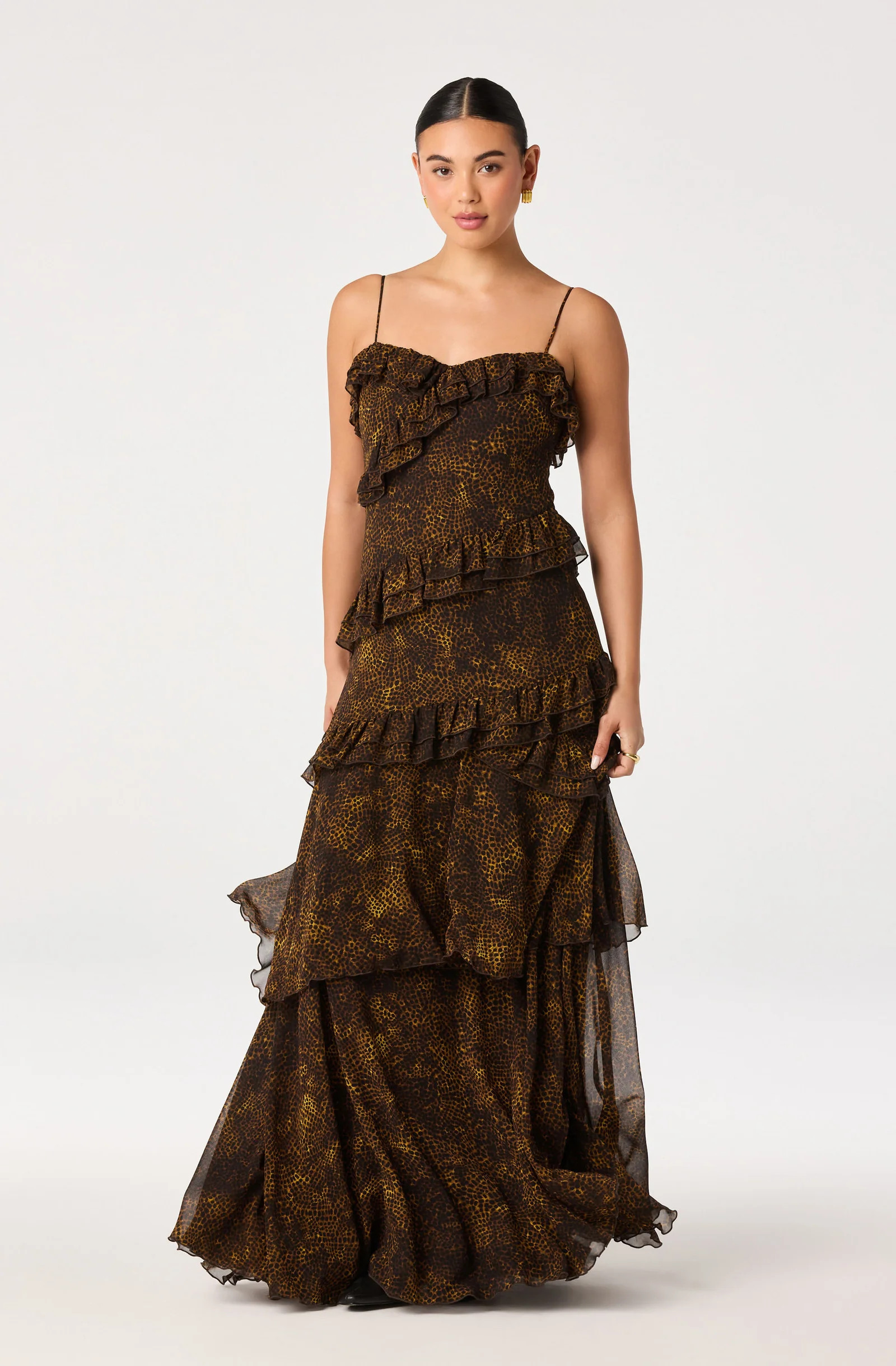 Journee Tiered Maxi Dress - Animal print / XS | ASTR The Label (US)