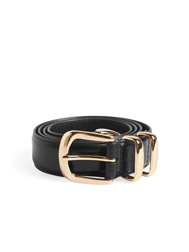 Favorite Daughter womens The Jordan Croc Embossed Belt, Black/Gold, Medium | Amazon (US)