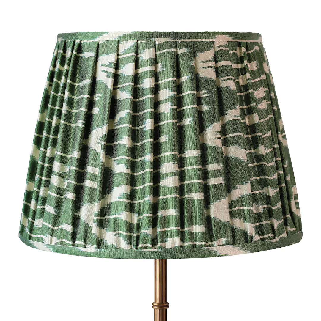 Green Handmade Pleated Ikat Lampshade - Bespoke - Colorful Fabric Lighting - Bohemian Style - Cus... | Etsy (US)