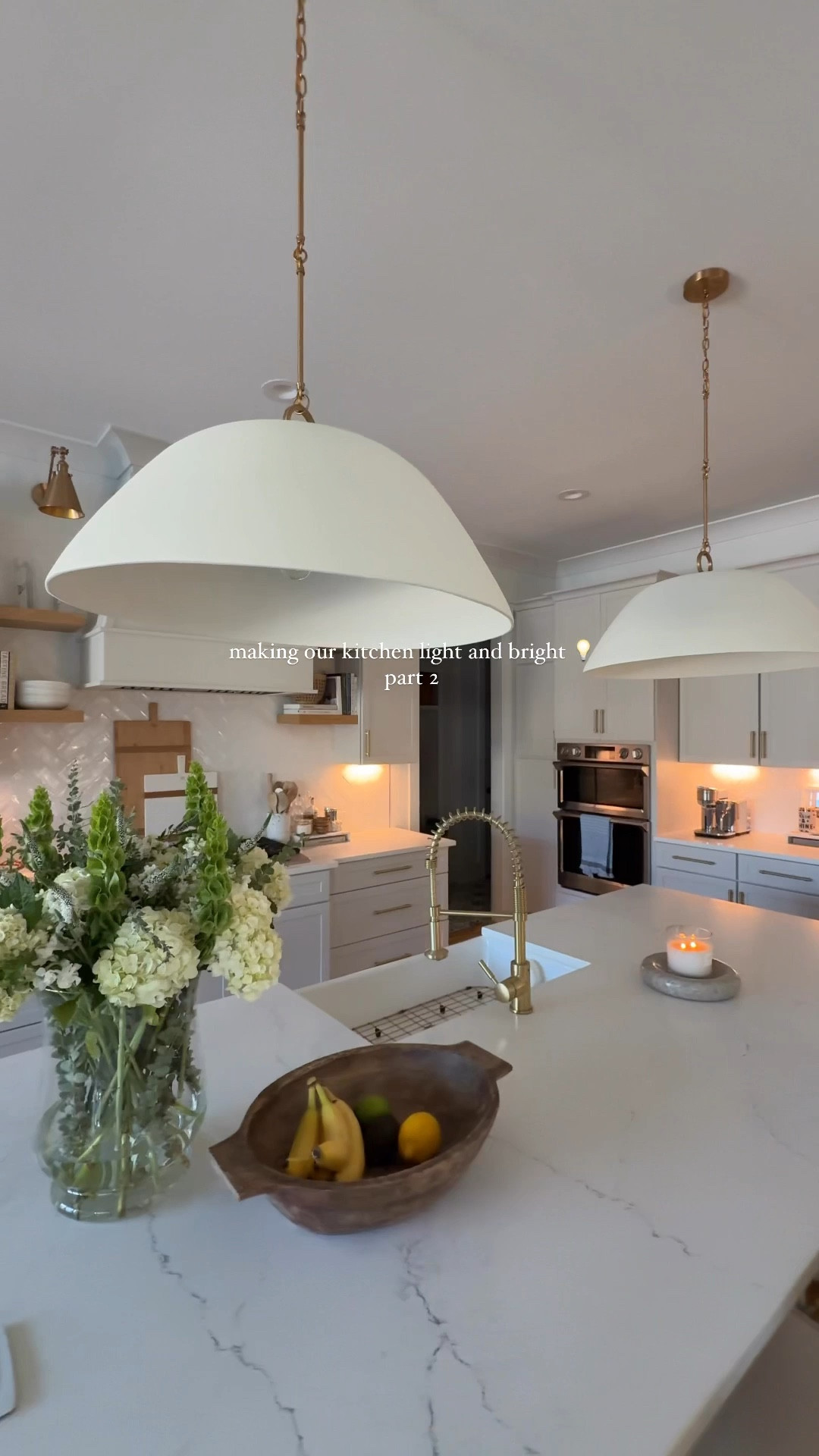 light & bright kitchen part 2 💫 | switching the pendants out for these oversized white concrete dome pendants (30”) was the final touch! -I’m obsessed 🤩 @lightopia_ 

-still waiting on the panel to be installed for the new dishwasher + thinking about adding a pot filler, let me know your thoughts if you have one! 🫶🏼

#kitchenremodel #whitekitchen #pendantlights #kitchen #blueisland #neutralhome #kitchendesign #serenaandlily #moderncoastal 

#LTKStyleTip #LTKSaleAlert #LTKHome