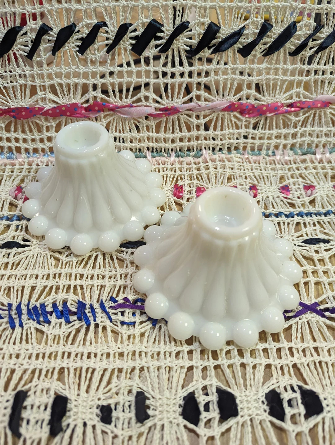 Milk Glass Set of Two Candle Stick Holders - Etsy | Etsy (US)