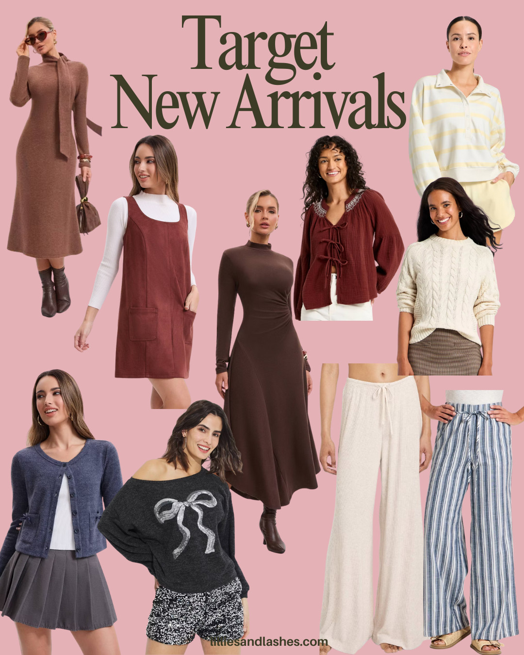 Target New Arrivals!!

Workwear, dresses, brown dresses, cable knit sweater, bow sweater, wide leg ribbed pants, wide leg striped drawstring pants, henley sweatshirt 

 #LTKSeasonal #LTKFindsUnder50 #LTKFindsUnder100