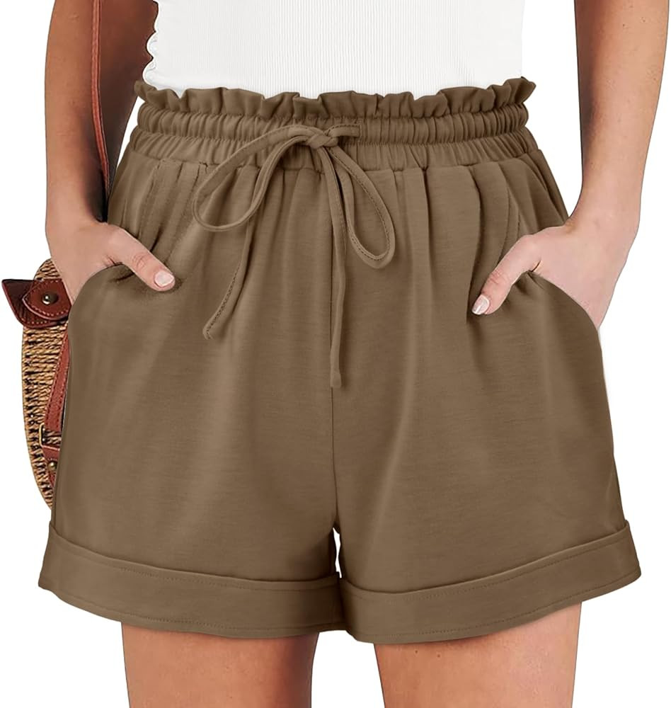 Angerella Women Casual Shorts Drawstring Comfy Elastic Waist Shorts Summer Pull On Short Pants wi... | Amazon (US)