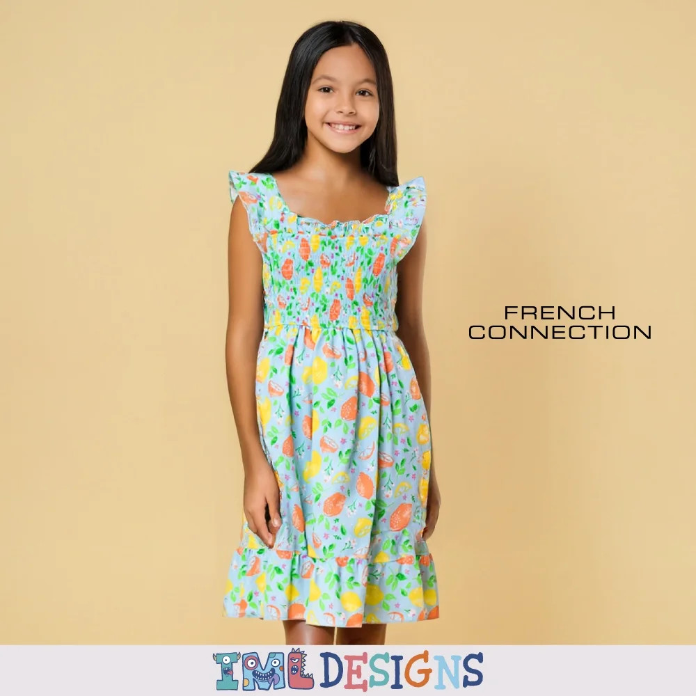 French Connection Girls Floral Smocked Sundress with Ruffle Straps for Kids (Sizes 4-16) | Walmart (US)