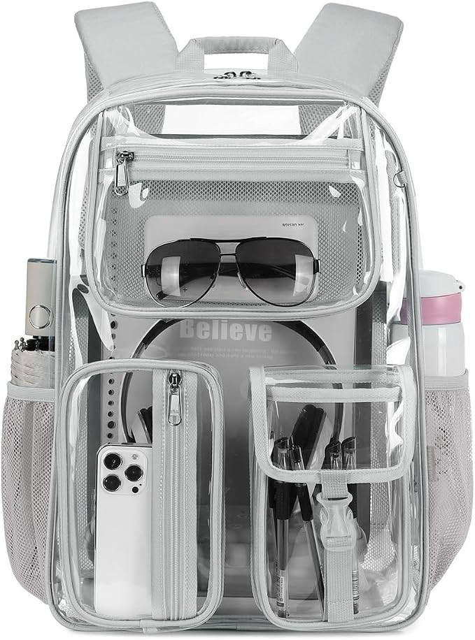 Cusangel Heavy Duty Clear Backpack Clear BookBag,Stadium backpack 16 x11 x5inch TPU Large Capacit... | Amazon (US)