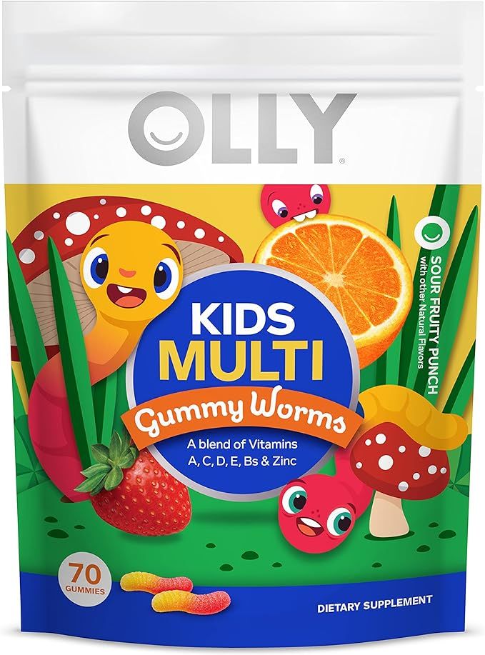 OLLY Kids Multivitamin Gummy Worms, 45 Day Supply (70 Gummies), Sour Fruity Punch, Overall Health... | Amazon (US)