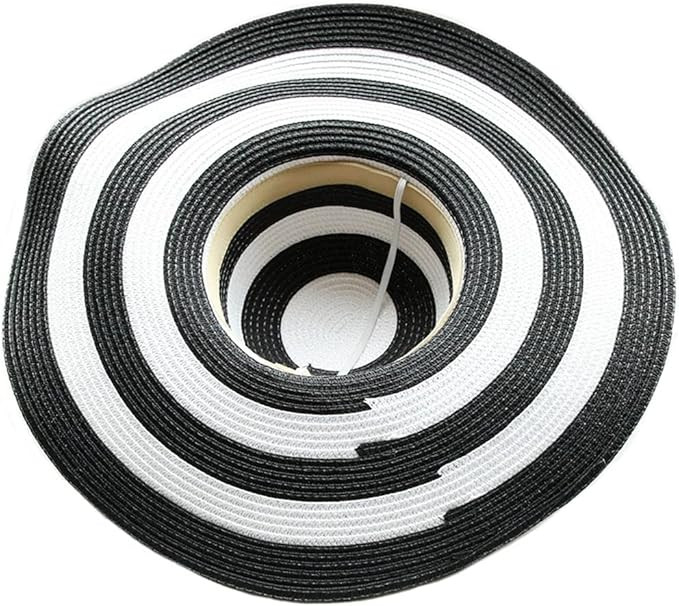 Itopfox Women's Beachwear Sun Hat Striped Straw Hat Floppy Big Brim Hat | Amazon (US)