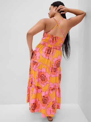 Linen-Blend Tie-Back Tiered Maxi Dress | Gap (CA)