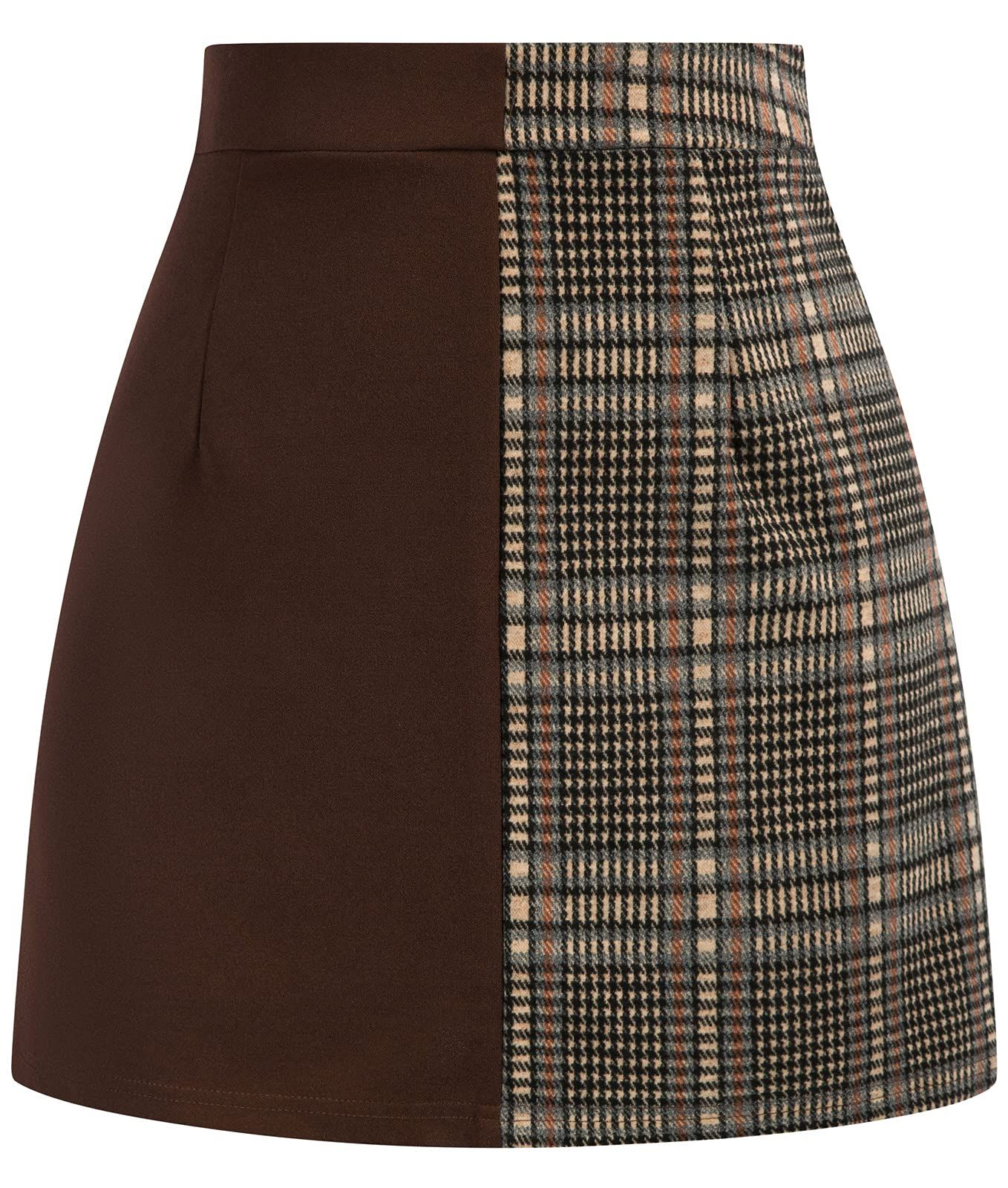 Belle Poque Womens Fashion Plaid High Waist Skirt Color Block A Line Mini Novelty Skirts | Amazon (US)