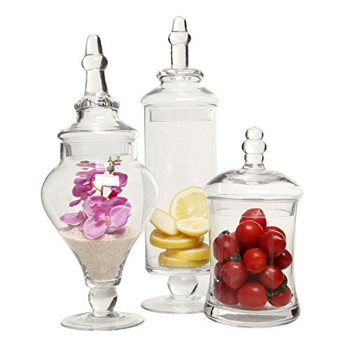 Designer Clear Glass Apothecary Jars (3 Piece Set) Decorative Weddings Candy Buffet - MyGiftÂ® | Walmart (US)