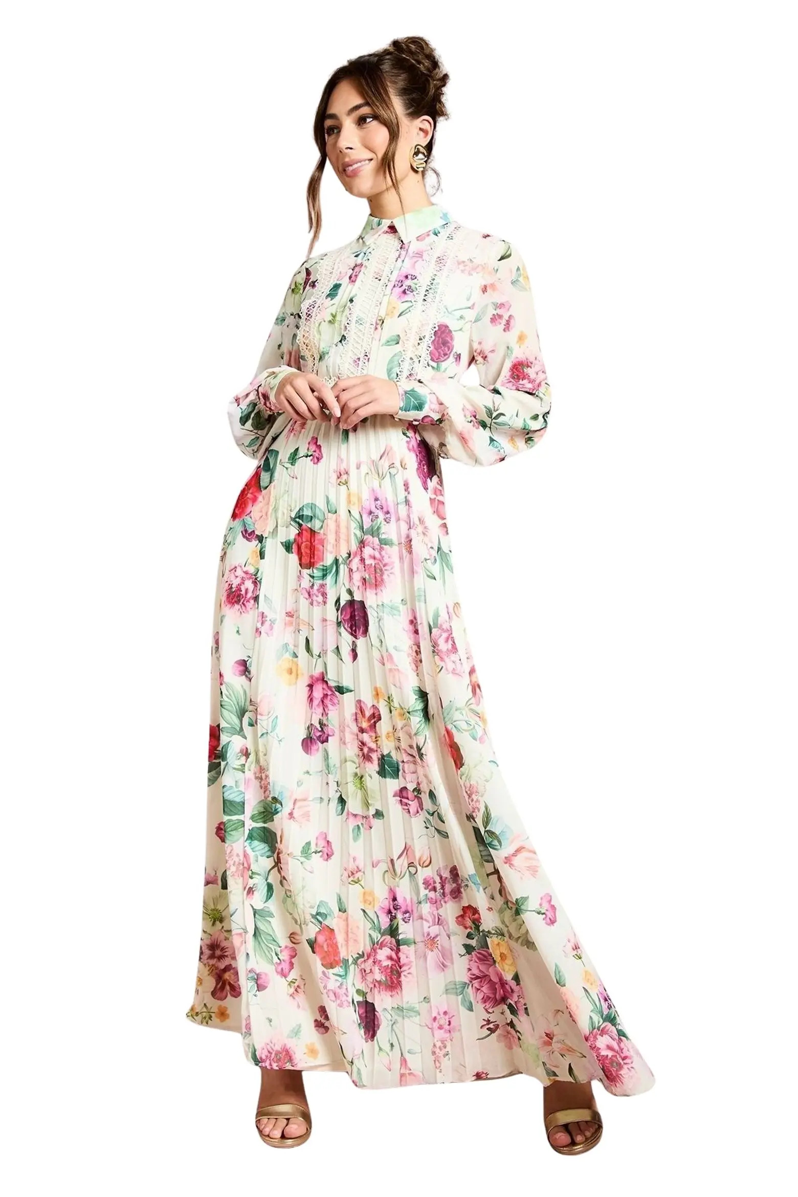 Coast Pleated Lace Trim Midi Dress (Women) | Nordstrom | Nordstrom