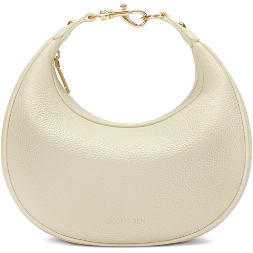 BOSTANTEN Crossbody Purse Small Crescent Shoulder Bags for Women Vegan Leather Clutch Handbag Removable Strap Beige | Amazon (US)