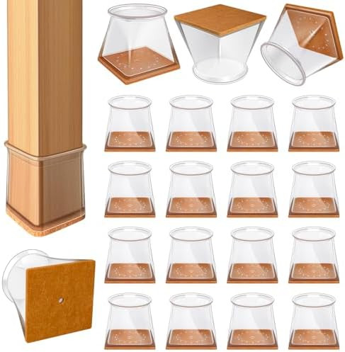 24 Pcs Chair Leg Floor Protectors for Hardwood Floors Square Silicone Covers to Protect Wood Tile... | Amazon (US)
