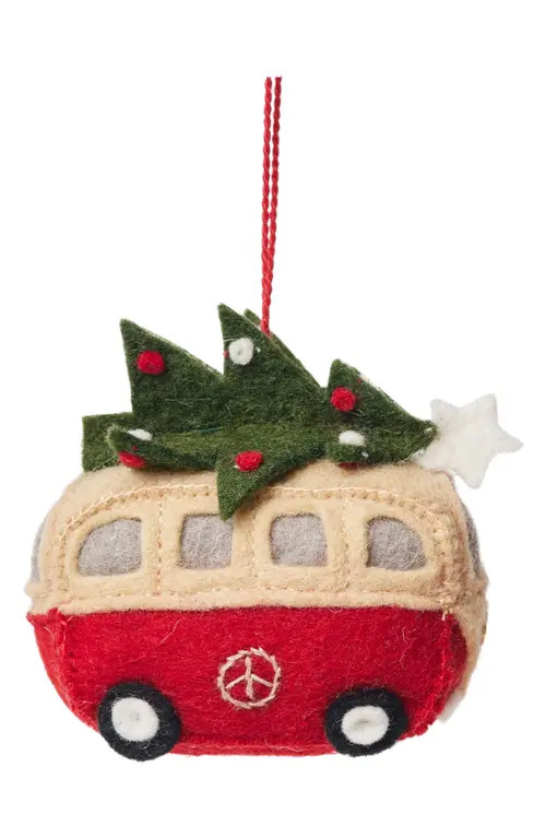 Craftspring Felted Wool Christmas Tree Hippie Bus Ornament in Red at Nordstrom | Nordstrom
