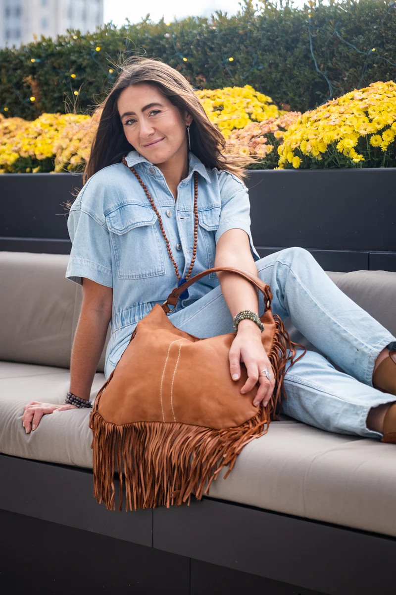 Fringe Hobo in Cognac | Bolsa Nova Handbags