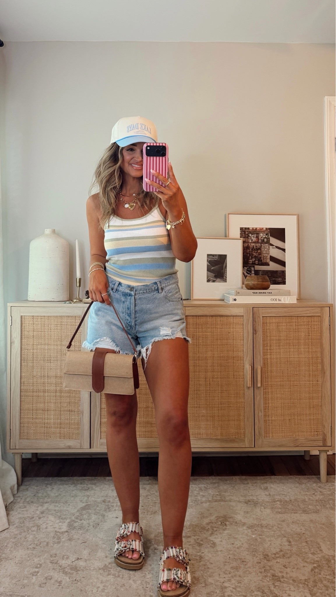 35% off with LEANN35 🤍 pool, lake, beach vacation?! this top/denim shorts + hat would be perfect! i’m in a size S top, size M shorts. the tops is soo stretchy, you could size down. these slides— SO comfy + cute!! fit tts summer outfits @VICI

#LTKootd