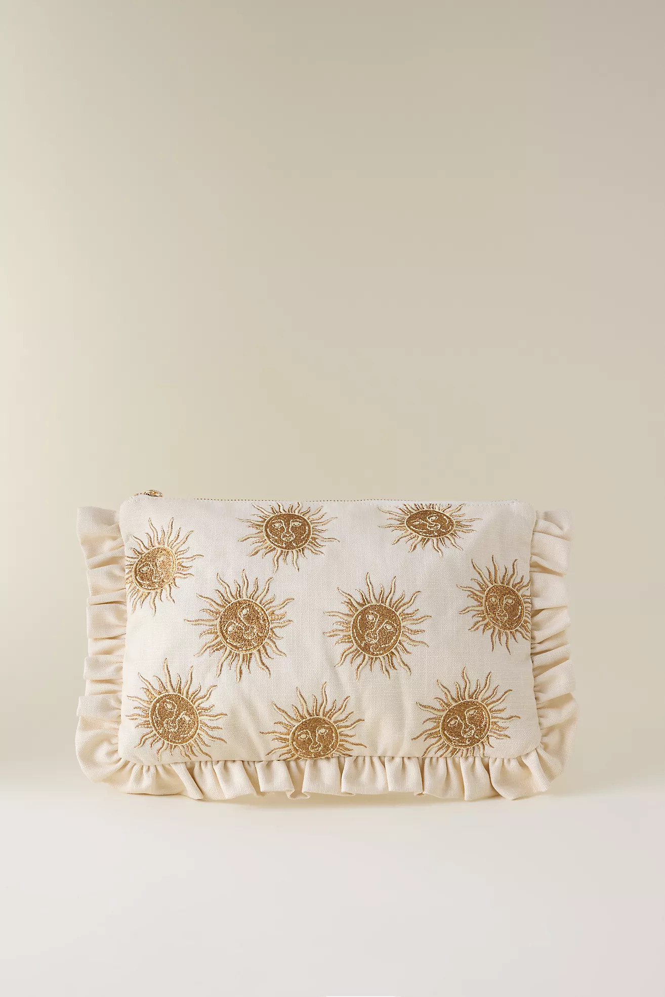 Elizabeth Scarlett Sun Goddess Embroidered Frill Pouch | Anthropologie (UK)
