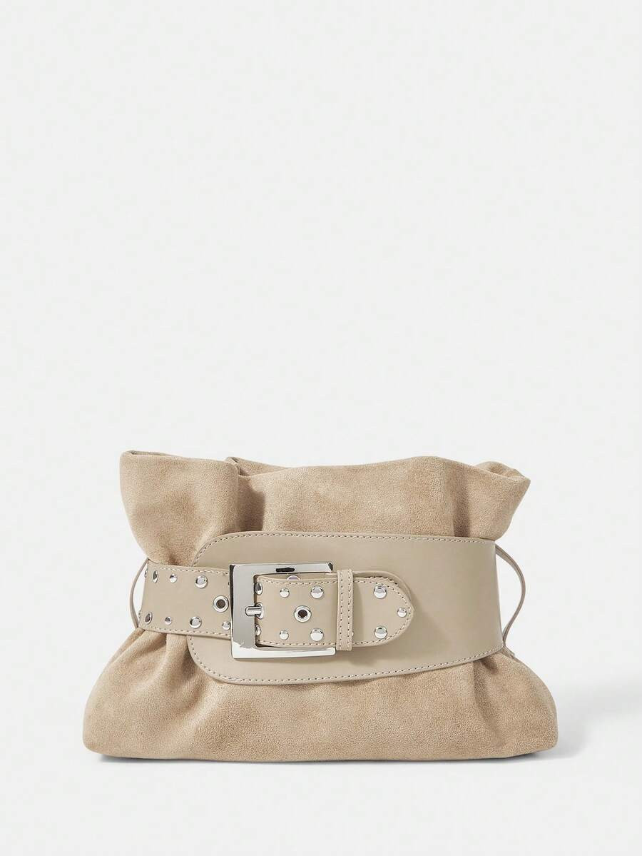 SHECARRY Ladies' Stylish Soft Clutch Bag With Belt Buckle Details, Exquisite Daily Matching | SHEIN