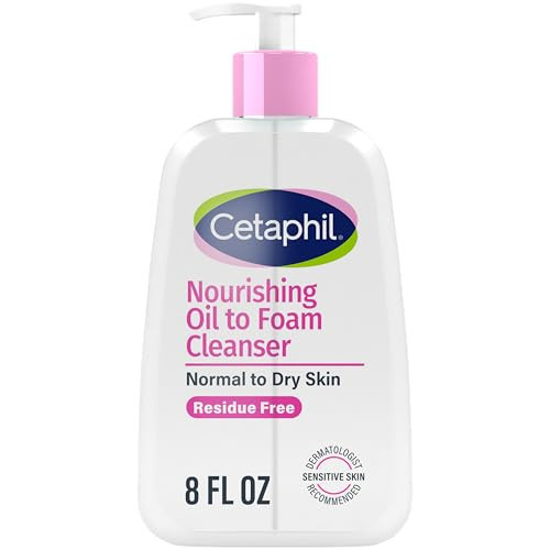 Cetaphil Nourishing Oil to Foam Facial Cleanser for Normal to Dry Skin, up to 24 Hour Hydration, 8 fl oz | Amazon (US)