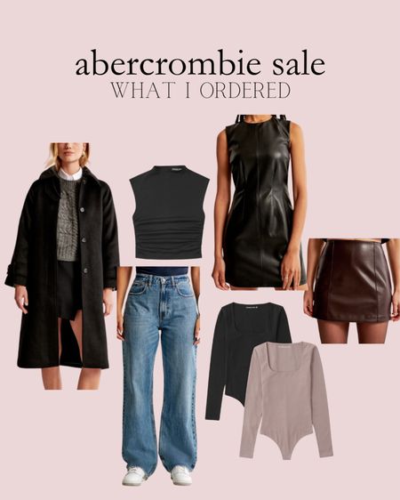 abercrombie members sale! 25% off— i’ve been eyeing this long wool black coat for weeks and it’s finally on sale. grabbed some square neck body suits, a leather skirt and mini dress, a staple pair of jeans, and a mock neck sleeveless top. perfect for the holidays! 

#LTKSeasonal #LTKHoliday