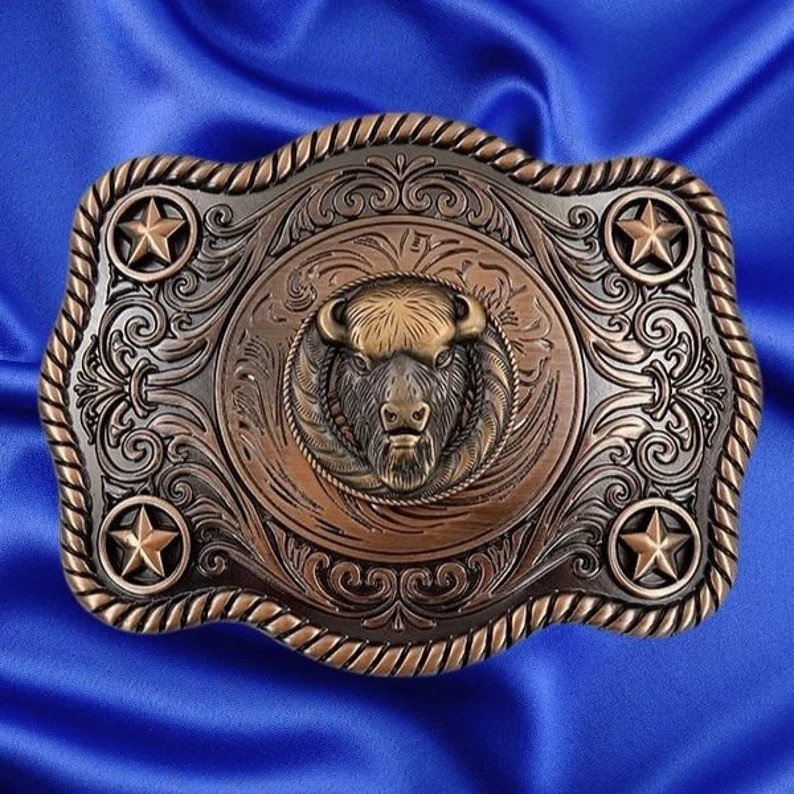 Western Style, Star Trophy Belt Buckle with Buffalo Head Concho | Etsy (US)