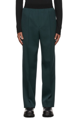 Jil Sander - Green Fine Dry Wool Trousers | SSENSE