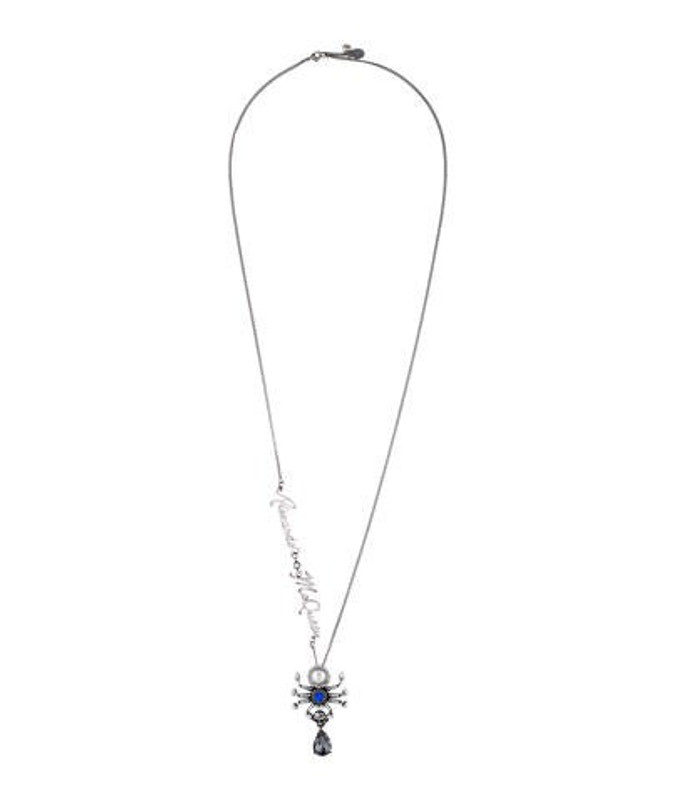 Alexander McQueen Faux Pearl & Crystal Skull Scorpion Pendant Necklace Silver Alexander McQueen Faux Pearl & Crystal Skull Scorpion Pendant Necklace | The RealReal