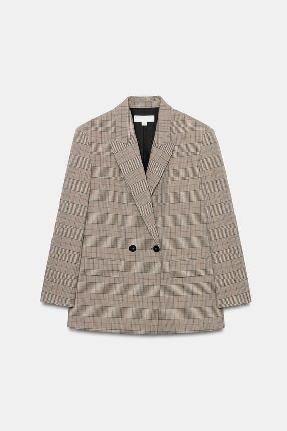 Zara - Oversized Double-Breasted Blazer - Oyster-White - L - Woman | Zara UK